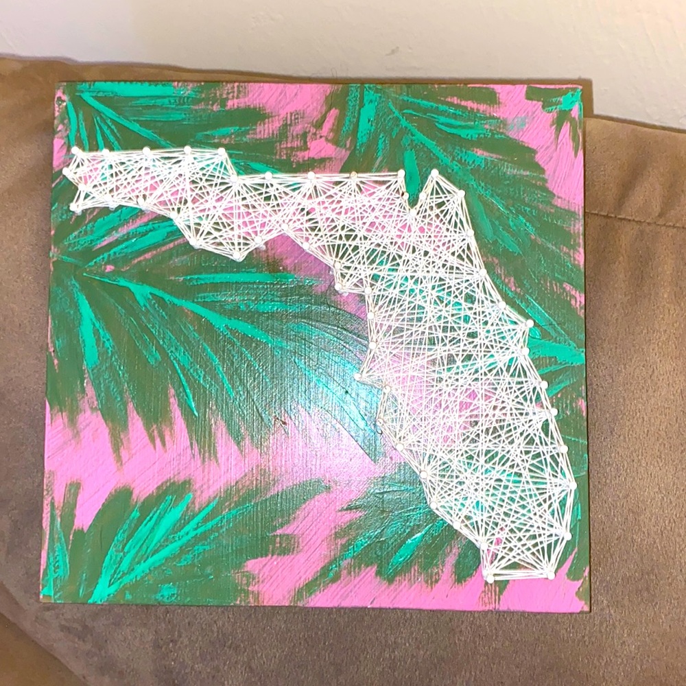 Florida String Art with Palm Tree Accents